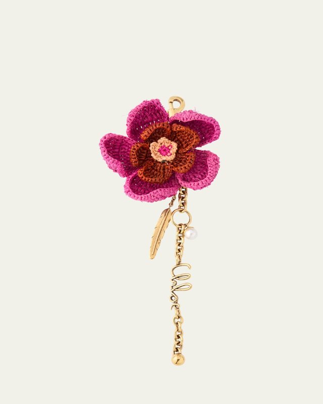 Crochet Raffia Flower Bag Charm